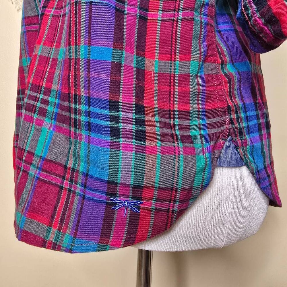 Talbots Cotton Plaid Button Down Roll Sleeve Shir… - image 6